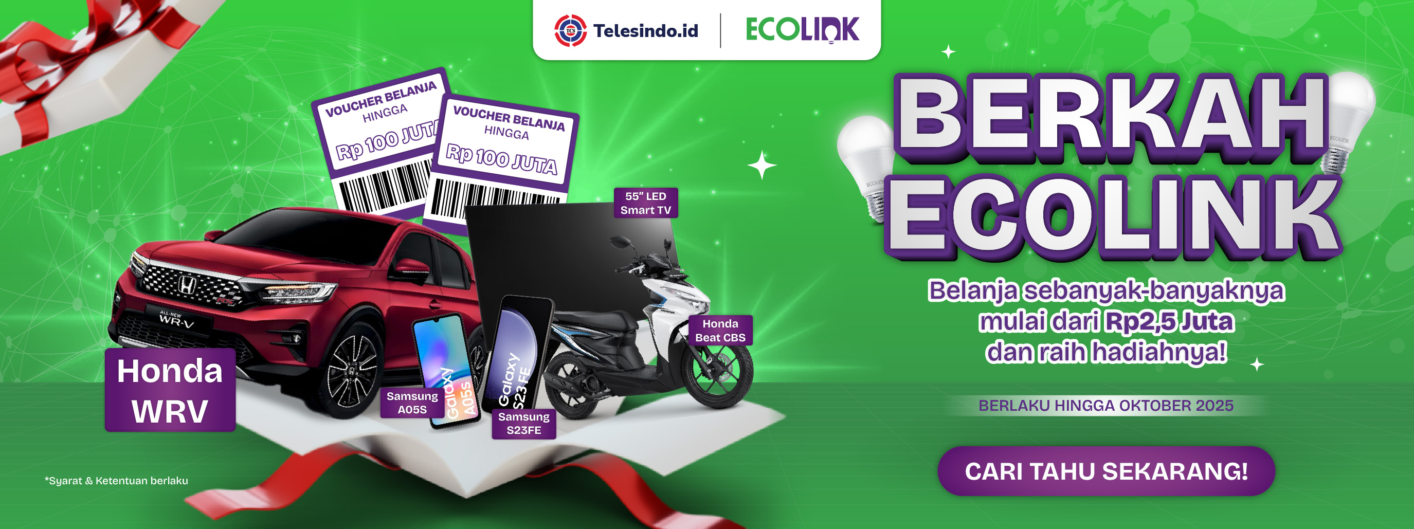 Promo Berkah Ecolink Telesindo.id, Belanja & Menangkan Hadiah Utama 1 Unit Mobil Honda WR-V!